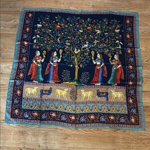 Scarfs Colorful Tree of Life Silk 100% 34x34